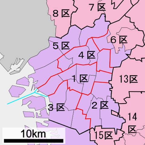 衆議院選挙大阪選挙区中心部の区割り
